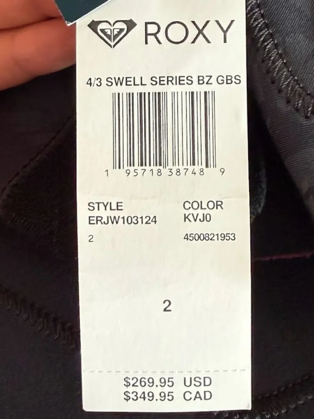 Roxy Swell Series 4/3mm Back-Zip Wetsuit - Black - Size 2